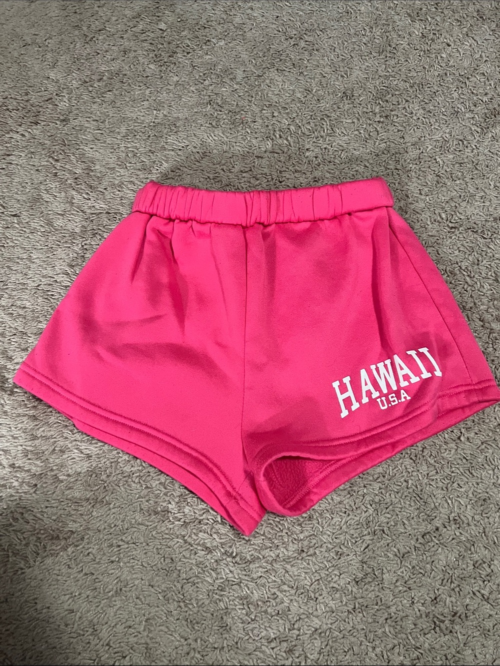 SHEIN Hot Pink Hawaii Graphic Athletic Shorts